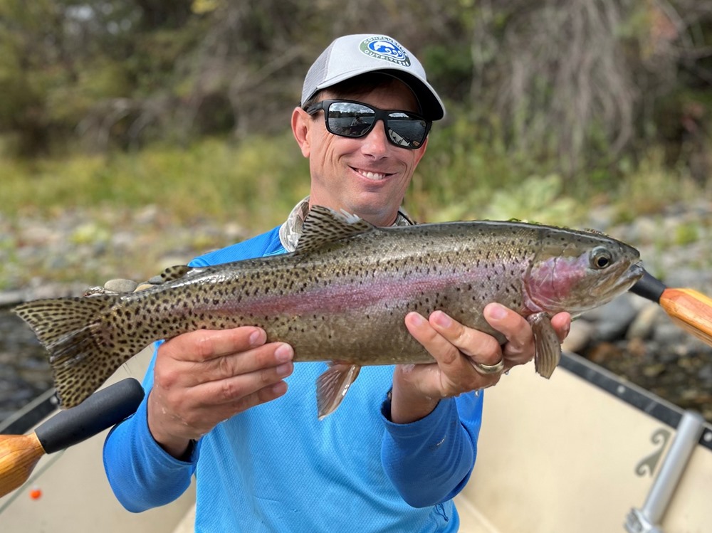 Andrew with a Lower Sac rainbow trout